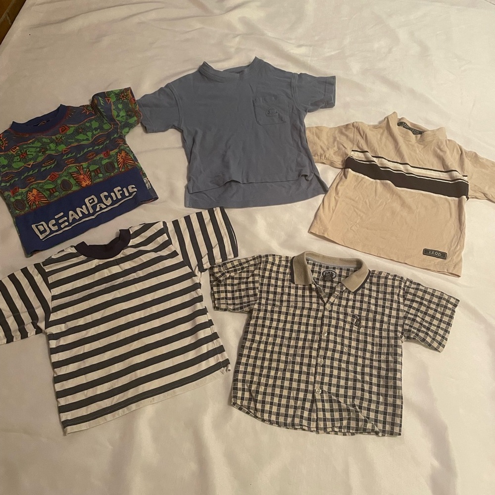 Assorted Kids Short Sleeves Shirts‎ Set, Various Brands, Size Medium (5-6)